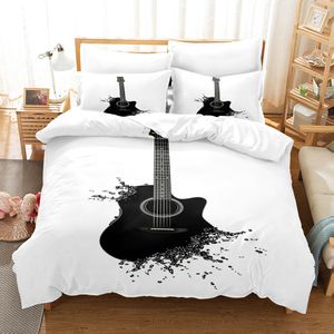 Ensembles de literie Ensemble Adultes Hiver Musique Guitare Housse De Couette Enfants Twin Full Queen King Chambre Maison Textile Housse De Couette 230818