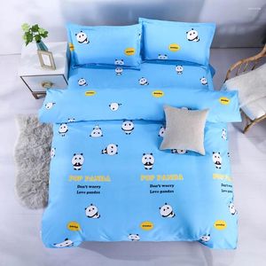 Ensembles de literie set lits à la maison couverture de couette Blue panda double couette plate à volants plate