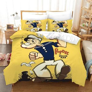 Juegos de cama Set The Sailor Man Cartoon Popeye Design Funda nórdica para niños Niños Dormitorio Decoración King Bed Linen Quilt