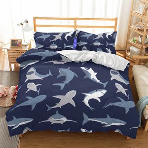 Juegos de cama Shark Kids Set Animal Series Cama para niños Single Cute Cartoon Boys Quilt Cover 230809