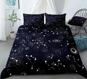 Literie sets étoiles set night ling lin lin girn girl boy couvercle couverture de la maison bleu foncé textiles galaxy lits de lit hommes femmes