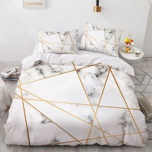 Ensembles de literie Ensemble de motifs de marbre en or blanc Ensembles de housse de couette 3D modernes Couette Linge de lit Twin Queen King Taille unique Mode Luxe 231202