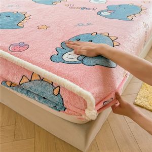 Bedding sets WOSTAR Warm plush fitted sheet elastic mattress cover velvet fleece bed linen winter couple baby double bedding king size 90 231213