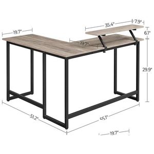 Meubles de chambre à coucher Bureau d'ordinateur en forme de L Poste de travail industriel pour bureau à domicile Étude d'écriture et de jeu Greige6613616 Livraison directe Ga Dhxab