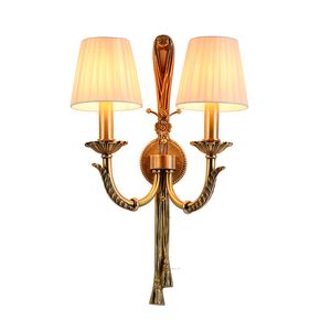 Lámpara de pared de cobre para cabecera, estilo nórdico moderno francés, candelabro de pared dorado creativo, sala de estar, dormitorio, pasillo, interior, 2 lámparas, accesorio de iluminación