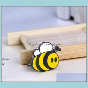 Alfileres Broches Abeja Animal lindo Amarillo Negro Blanco Tentáculos Esmalte pequeño Broche creativo Solapas Denim Ornament Badge Pins Gd220