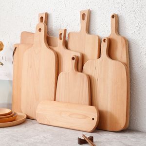 Tabla de cortar de madera de haya curada con mango bloque de cortar grueso tabla de cortar de madera dura suave y firme para plato de queso de pan de cocina