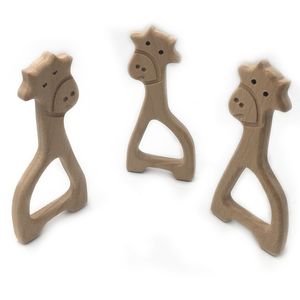 Haya de madera jirafa mordedor animal en forma de bebé mordedores bebés juguetes de dentición accesorios para bebés para la fabricación de collares de bebés 5308 Q2