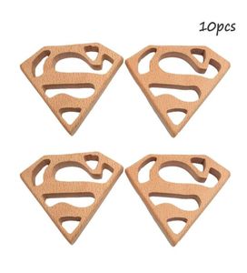 Anneau de dentition Superman en bois de hêtre, bois inachevé, Animal de qualité alimentaire, anneau de dentition en bois pour bébé, bricolage, collier d'allaitement, breloques, pendentif 9252647