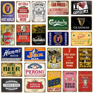 Règles de bar à bière signes en étain en métal boisson rhum vin affiche vintage pub maison bar décor art mural plaque publicitaire peinture autocollant 20x30 cm Woo