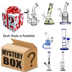 En Stock Mystery Box Hookahs Surprise Box Hookah Glass Bongs Pipe À Eau Accessoires Pour Fumer Dab Oil Rigs Perc Pecolators