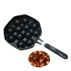 Beijamei 12 agujeros Takoyaki Grill Pan Plate Mold Octopus Ball Maker con mango Home Cooking Baking Tools