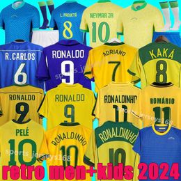 1970 1978 1998 retro Brasil PELE camisetas de fútbol hombres niños 2002 Romario Ronaldo Ronaldinho 2004 1994 Brasil 2006 RIVALDO ADRIANO KAKA 1988 2000 2010 2024 VINI JR camisetas