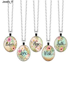 Croient l'amour Hope Faith Dream Bible Verse Collier Glass Dome Pendants Colliers Écriture Bijoux Christian Gift6863028