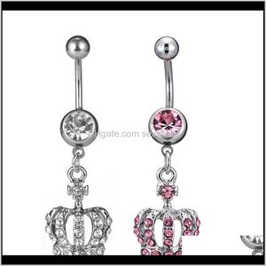 Bell Rings Drop Delivery 2021 D0698-Retail (2 colores) Crown Clear Navel Button Piercing Jewlery 1Dot6 * 11 * 5/8 Anillo para el vientre Joyería para el cuerpo Zqpg