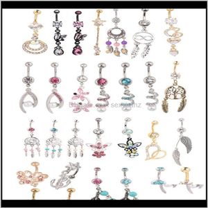 Bell Rings Wholes 20Pcs Mix Style Belly Button Body Piercing Dangle Navel Ring Beach Jewelry Cluic206a