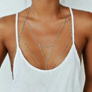 Cadenas del vientre DIEZI Vintage Boho Summmer Oro Plata color Cadena del cuerpo Joyería mujeres Multicapa Sexy Beach Bikini Arnés Collar de cadena Mujeres Z0508