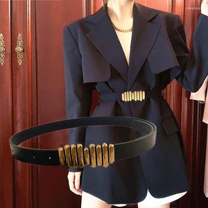 Cinturones 2022 para mujer vestido de moda Jeans cinturón PU cuero hebilla de metal rectangular cobre Snap Lady Girls cintura de ocio