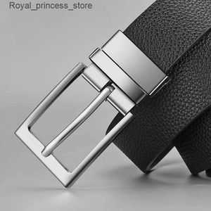Ceintures 2024 Black Hot Sell Mens Belt With New Double-Side Rotating Budle Business Business Stone Pattern Youth Decoration Q240425