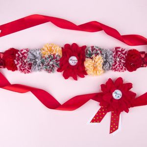 Ceintures 6 pièces Floral perle strass enceinte ceinture accessoires bébé douche maternité robe décoration père-à-être Badge