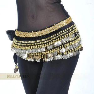 Cinturones Traje de danza del vientre Ropa Cinturón indio Bellydance Cadena de cintura Bufanda de cadera Mujer Chica con 338 Moneda de oro 13 colores