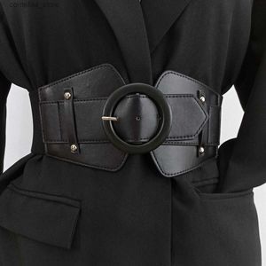 Ceintures Noir large extensible Cummerbunds femme taille élastique Corset ceintures pour femmes grande taille robe ceinture facile ceinture FashionY240315