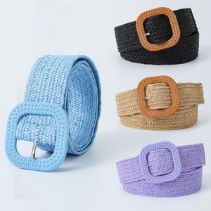 Cinturones Trenzado Cinturón De Mujer Vintage Ancho Bohemio Diseñador Colorido Pin Hebilla Decorativa PP-Paja Cintura DXAA