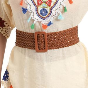 Ceintures marron cuir tissage ceinture pour femmes mode tendance Boho robe vêtements ceinture accessoires gothique rétro ethnique ceinture élastique