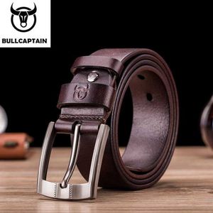 Cinturones Bullcaptain Tree Cream Luxury Sling New Fashion Classic Retro Pin Buckle Cinturón para hombre Alta calidad Smooth Original Mens Belt Q240401