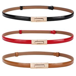 Ceintures peau de vache ceinture mince pour femmes en cuir véritable couleur Ppure lumineuse ceinture élastique femme robe brevet Cummerbund