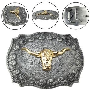 Cinturones Durable Rock Style Western Cowboy Casual Classic Pretina Cabeza Hebillas de cinturón Hebilla lisa Golden Bull End Bar
