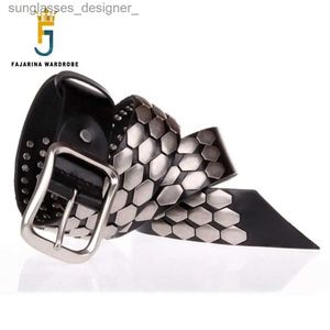 Cinturones Fajarina Top Calidad de 38 mm Diseño único Fashion Unisex Belt Retro Scaly Hip Hop Belts for Men Jean Mens Geunine Leather NW0039L231220