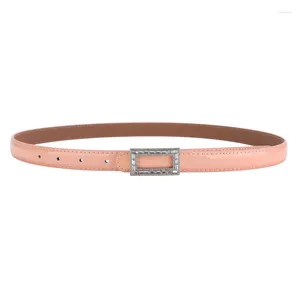 Ceintures Mode Ceinture fine en cuir véritable pour femmes Strass Boucle Brevet Taille Jeans