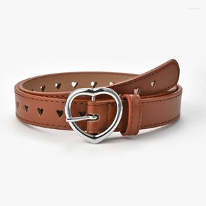 Ceintures Mode Enfants Faux Cuir Ceinture Mignon Pêche Coeur Boucle Pour Les Filles Solide Ceinture Amour Oeillet Oeillet Taille