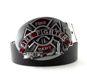 Cinturones Moda para hombre con logotipo de bombero Departamento de bomberos Hacha de combate Hebilla de cinturón grande Metálico Casual Men39s Jeans CoolBelts5380997