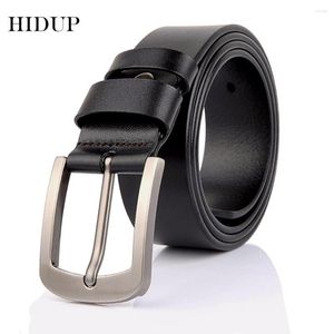 Cinturones HIDUP Marca Diseñador Cuero de vaca Piel de vaca Real Negro Pin Hebilla Cinturón de metal para hombres Ropa NWJ614