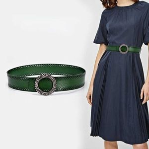 Corée Femme Rétro Mode Vert Ceinture Jeans En Cuir Véritable De Luxe De Haute Qualité Designer Marque Femme Ceintures pour Robe Nouveau G230207