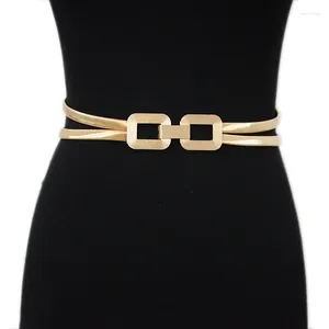Cinturones de lujo hebilla de oro cinturón elástico mujer moda metal fino retro femenino jeans vestido cintura 2023