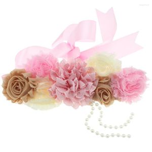 Cinturones Maternidad Shabby Pink Marfil Caqui Gasa Flor Sash Baby Shower Regalos Boda Vestido de novia Accesorios