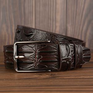 Cinturones Nueva moda Cocodrilo Diseño de piel de lujo Hombres Cuero genuino Pin Alligator Jeans para hombres Z0228