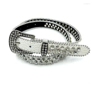 Ceintures boucle ardillon mince strass ceinture femmes noir blanc clouté taille filles mode vêtement accessoires jean moulant 2023