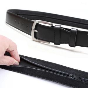 Cinturones PU Cuero oculto Cash Security Zipper Anti Rheft cintura Correa de la cintura Hebilla Cinturón diario