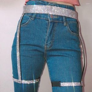 Cinturones Punk gótico elástico Rhinestone mujeres arnés Ody cintura Correa vestido Jeans Slim Bondage cintura pierna cinturón cuerpo accesorios