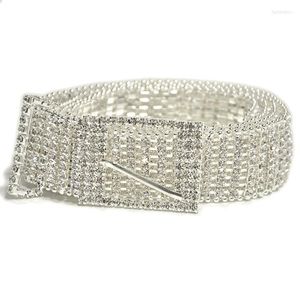 Cinturones Super Shine Mujeres Cinturón de diamantes de imitación Fino y ancho Plata Bling Novia Boda Cadena de cristal Oro Diamante Cinturones Bg-1045