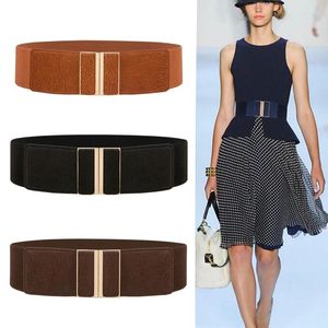 Cinturones Cinturón de cintura elástica ancha para mujeres 2024 Moda Corsé elástico Cincher con hebilla Accesorios de vestir Tallas grandes