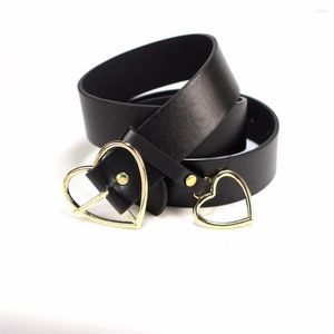 Cinturones wj87b2 mujeres negras formal formal hecha puro de cuero coraz￳n coraz￳n hembra con bucle gratis
