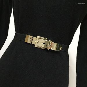 Ceinture ceinture élastique pour femmes or punk metal fashion mince miroir en fer accessoires de tôle de sceau de taille fille