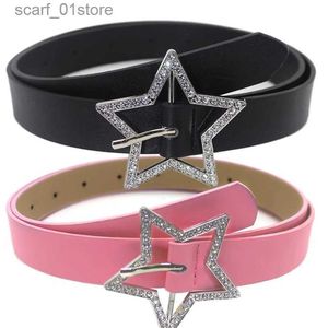 Ceintures Y2K ceintures pour femmes filles rose noir blanc étoile ceinture Denim étoile PU cuir strass ceinture Ins doux Cool Corset jean BeltsL231117