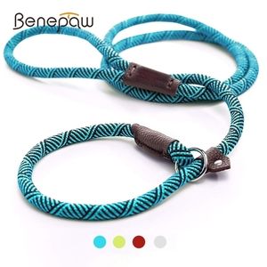 Benepaw Durable Slip Rope Dog Leash Collar 2 en 1 Collar de bucle ajustable Cómodo Pequeño Meidum Large Pet Arnés Correa 201101