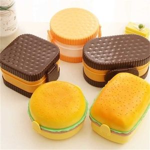 Bento Boxes Hamburger Lunch Box Double Niveau Mignon Burger Lunchbox Micro-ondes Alimentaire Conteneur Fourchette Vaisselle Ensemble Hibou Compartiment 220922